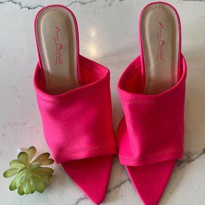 Anne Michelle Pink Stretch Point Toe Heel Sandals Sz 10